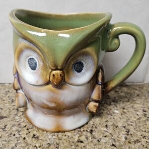 Green and Brown Owl Ceramic Mug